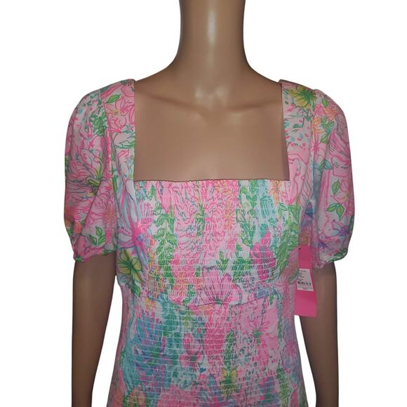 NEW Lilly Pulitzer Size L Evelina Smocked Shift Dress in Multi Paradise Found - Picture 2 of 12